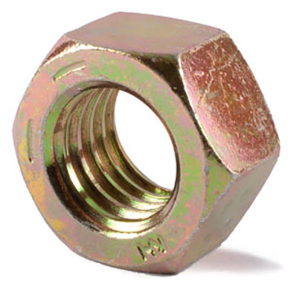 7/16-14 Grade 8 Finished Hex Nut Yellow Zinc Plated Domestic USA - Bulk (1800)