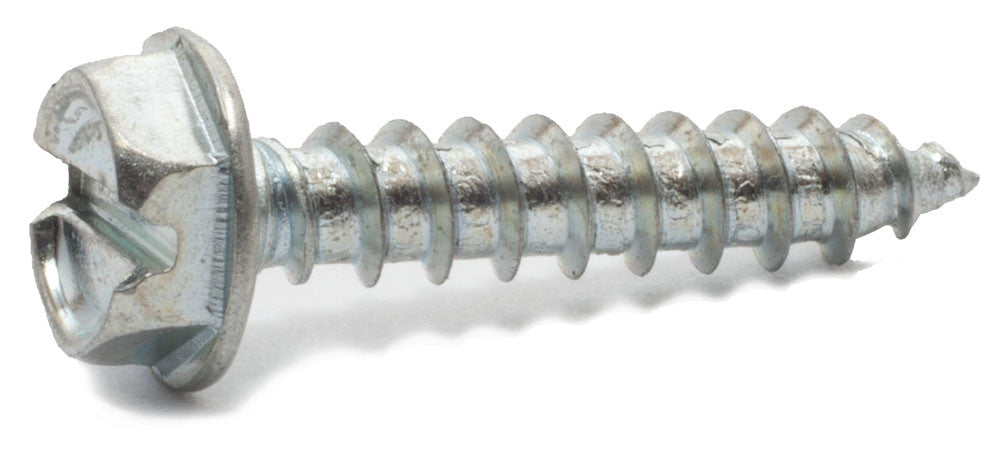 12 x 1 1/4 Slotted Hex Washer Head Sheet Metal Screw Zinc Plated - FMW Fasteners